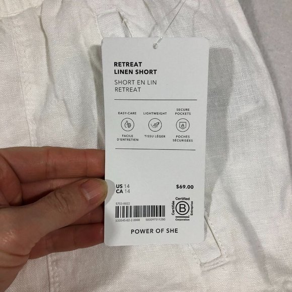 NEW Athleta Womens 14 Retreat Linen Shorts Calla Lily Ivory 100% Linen NWT $69 - Picture 4 of 13